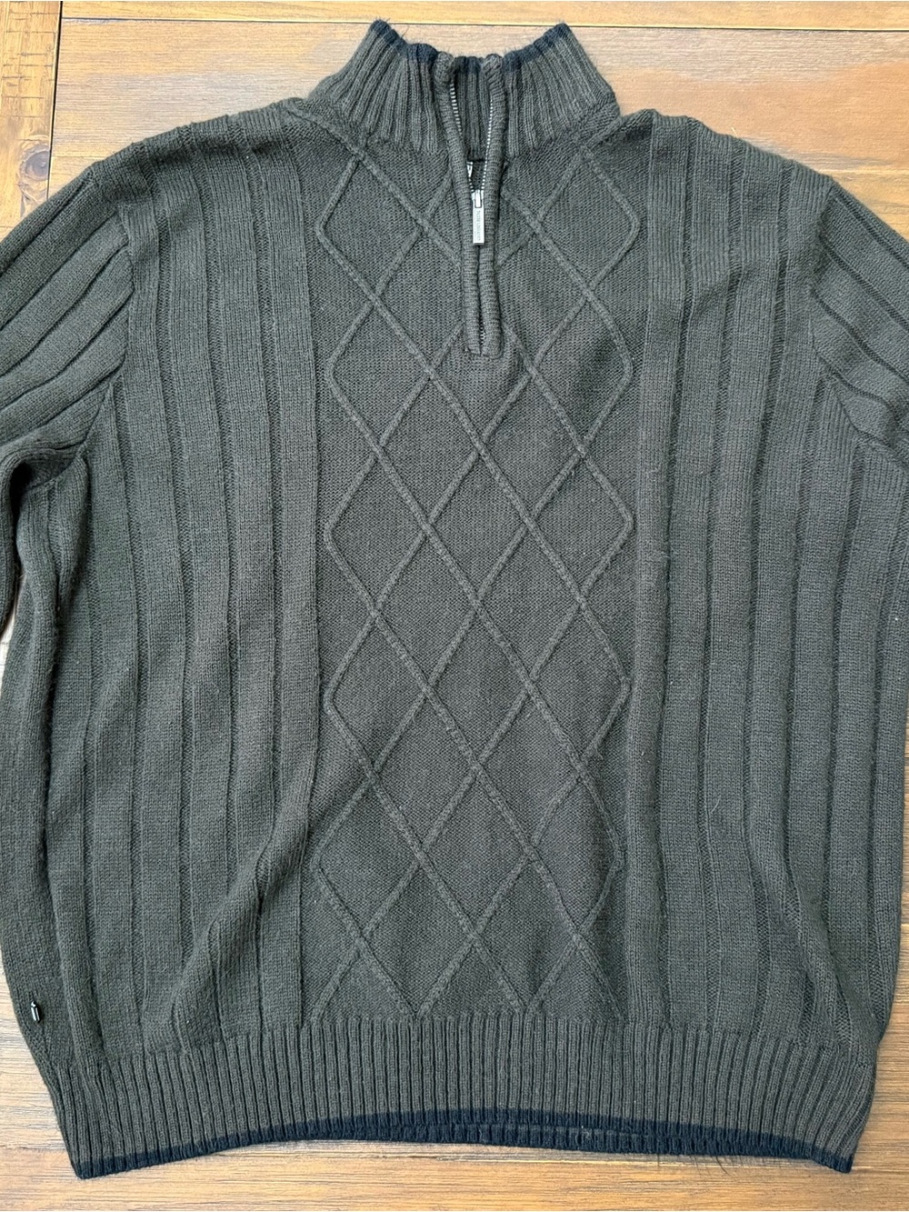 Geoffrey Beene Men's Half-Zip Cable & Rib Sweater - Brown